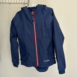 Dark blue LL Bean rain jacket. Size 5/6.